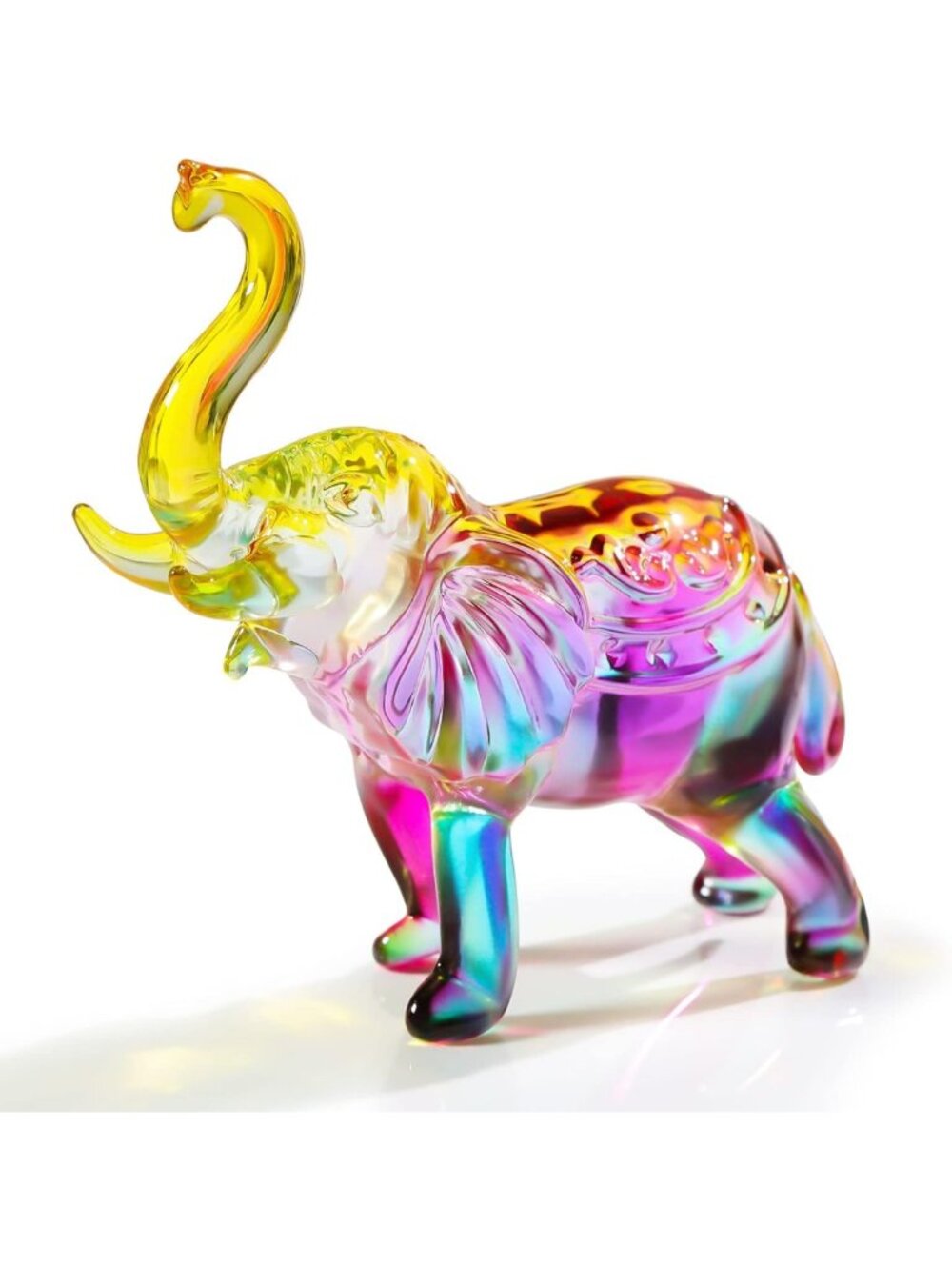 Handmade Colorful Crystal Elephant Figurine - Unique Gift for Elephant Lovers - Picture 1 of 7